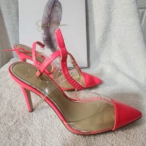 Jessica Simpson Fluo Pink Strappy Heels Size 8 NWT.